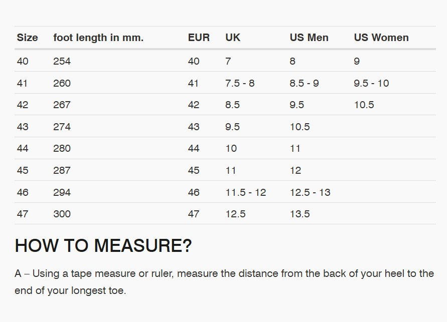 REV'IT! Redridge GTX Shoes Size Guide