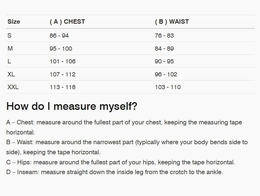 REV'IT! Core 2 Jacket Size Guide
