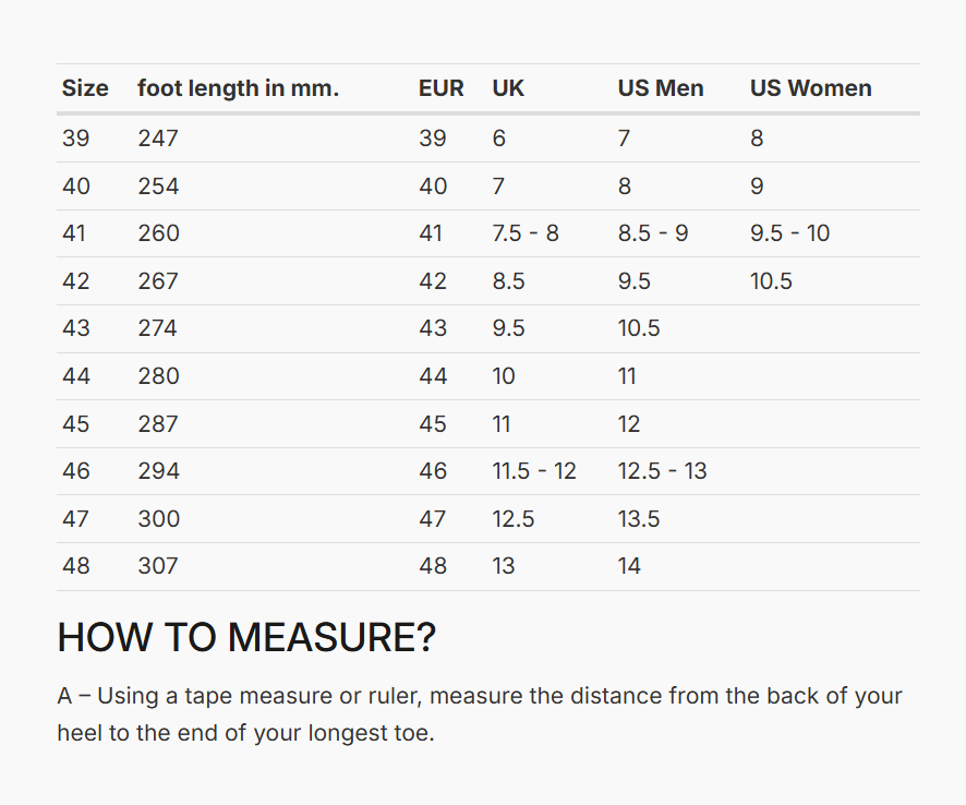 REV'IT! Arrow 2 H2O Shoes Size Guide