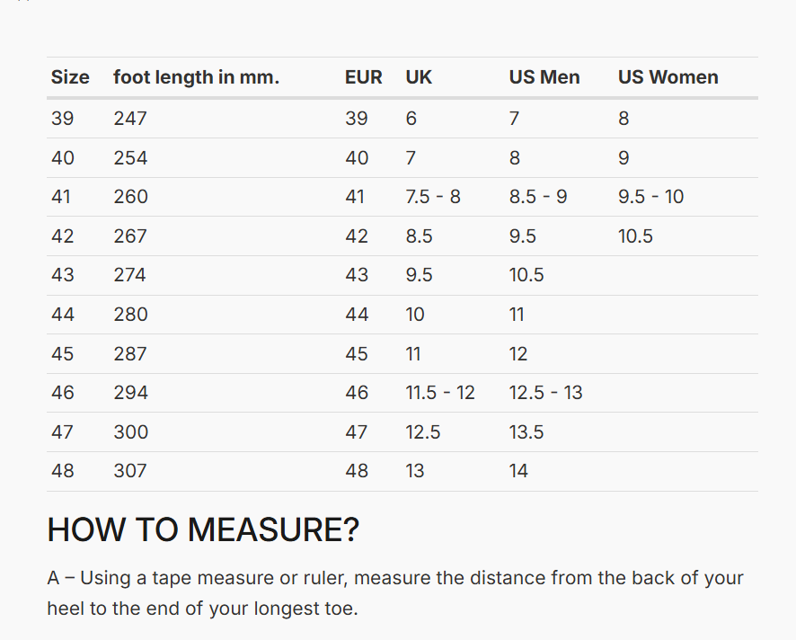 REV'IT! Arrow 2 Shoes Size Guide