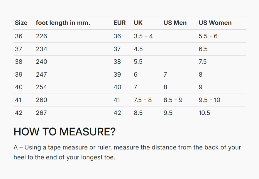 REV'IT! Arrow 2 Ladies Shoes Size Guide