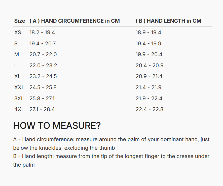REV'IT! Positron Gloves Size Guide