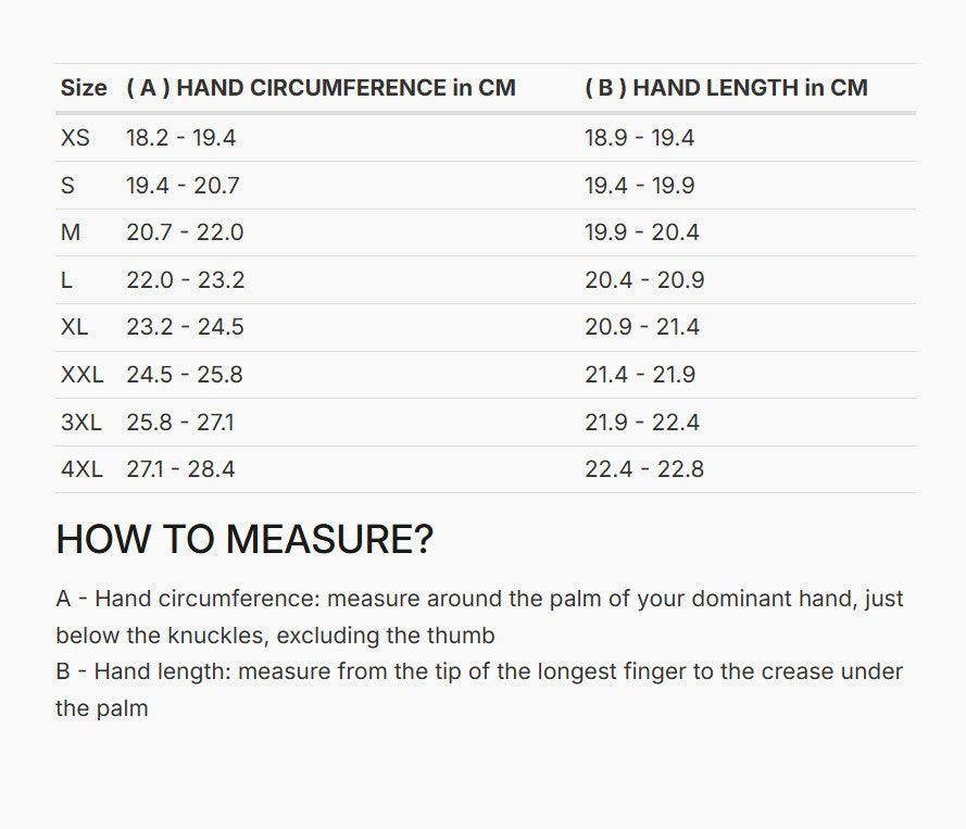 REV'IT! RSR 5 Gloves Size Guide