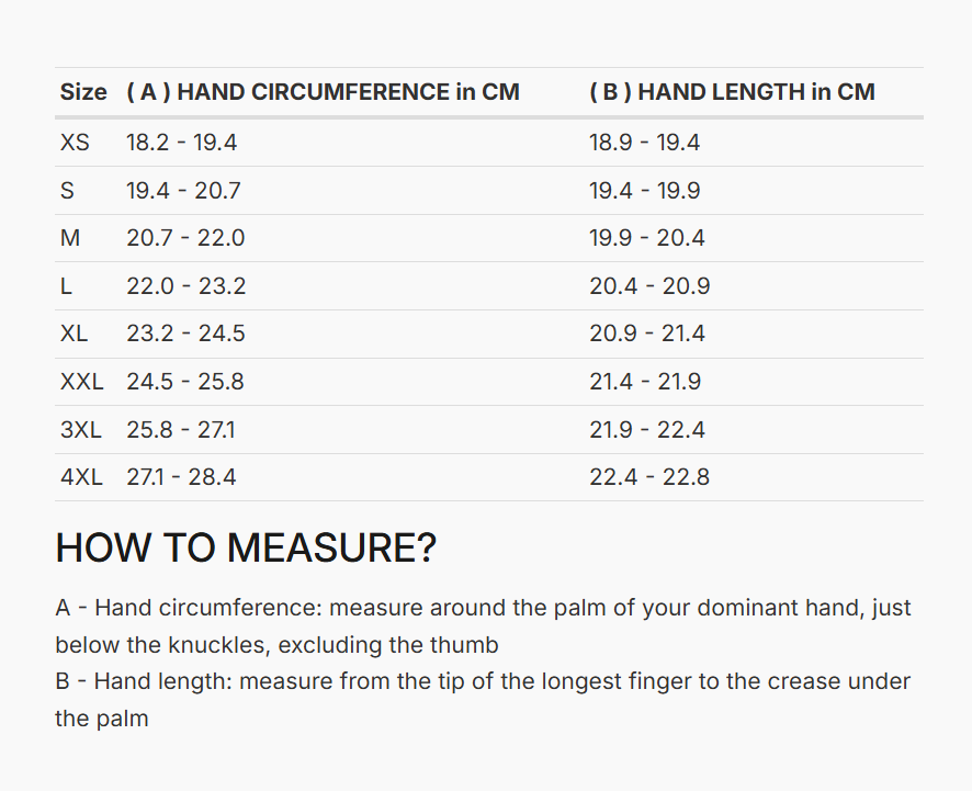 REV'IT! Hydra 3 H2O Gloves Size Guide
