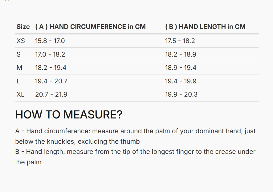 REV'IT! Hydra 3 H2O Ladies Gloves Size Guide