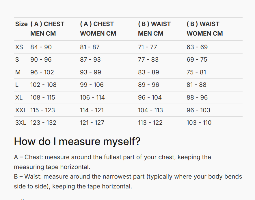 REV'IT! Component 3 H2O Jacket Size Guide