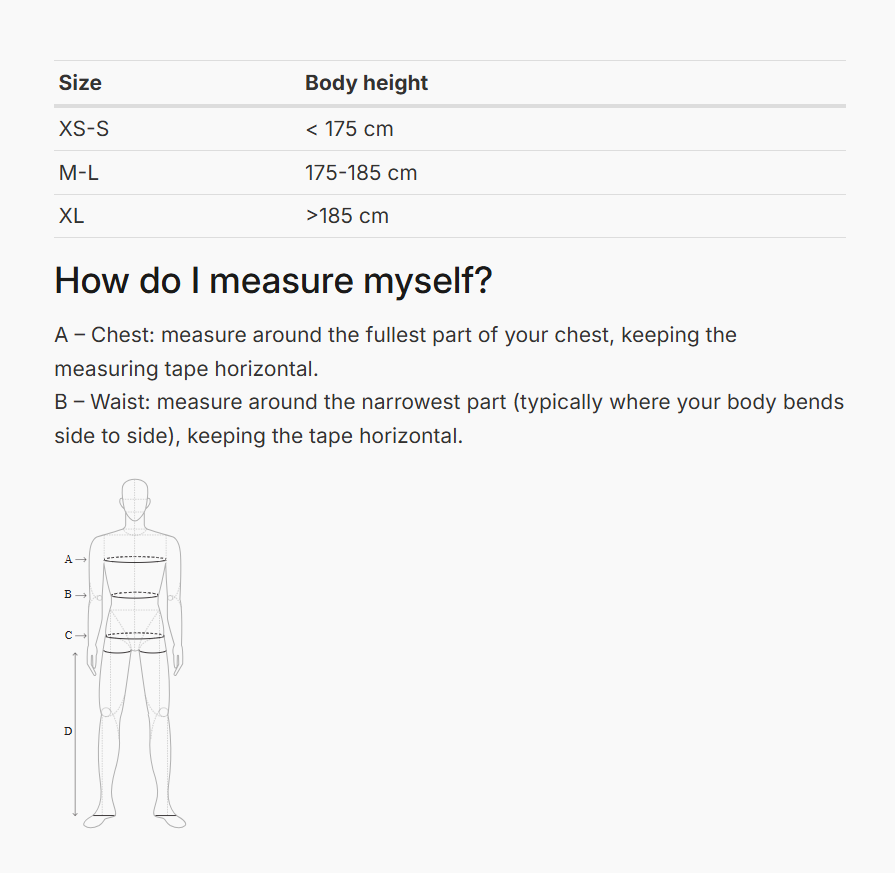 REV'IT! Spina Back Protector Size Guide