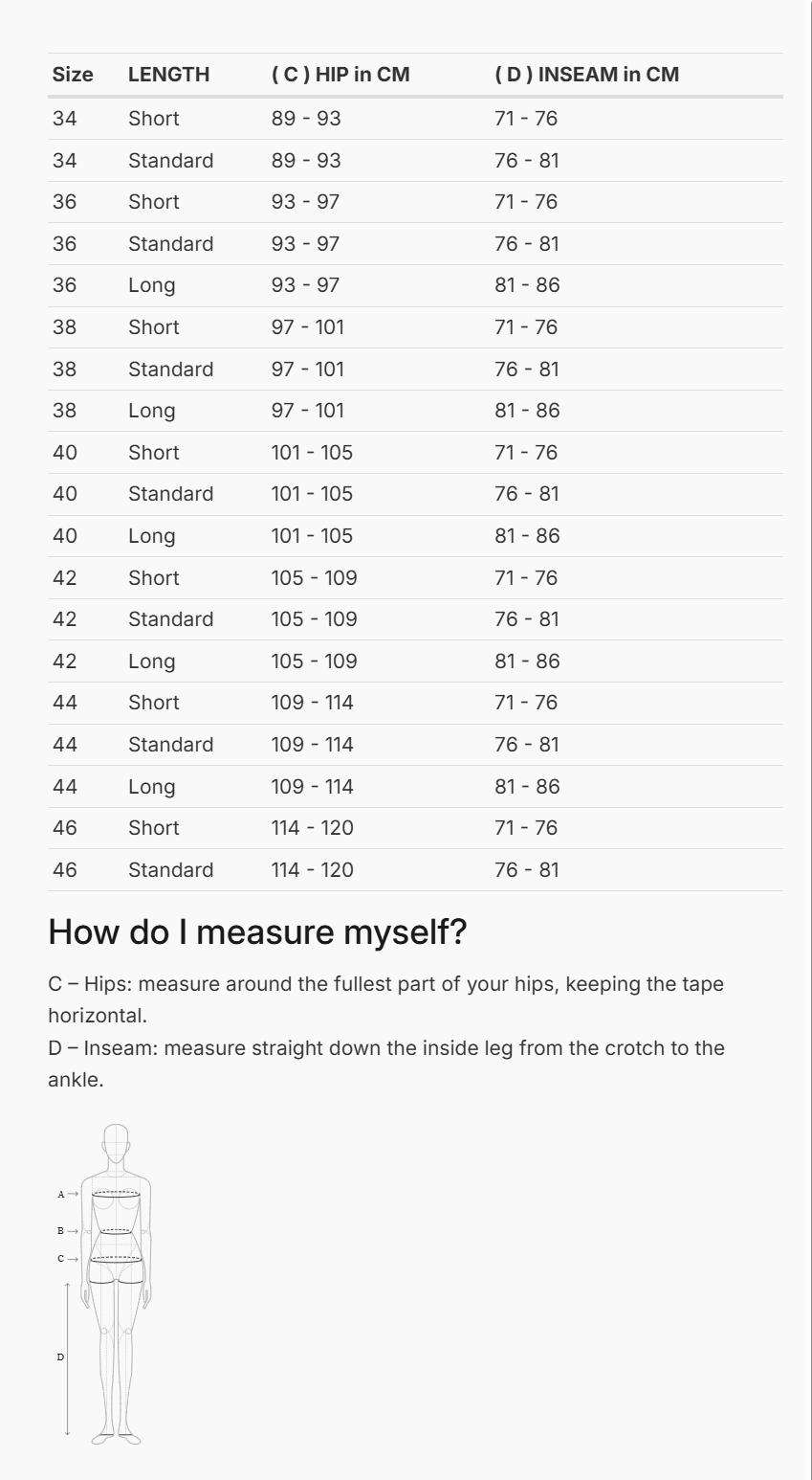 REV'IT! Ellison 2 Ladies Leggings Size Guide