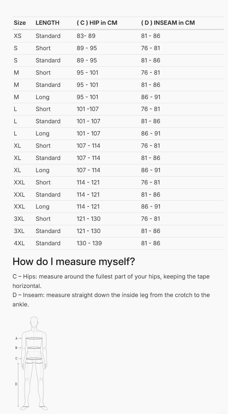 REV'IT! Axis 3 H2O Pants Size Guide