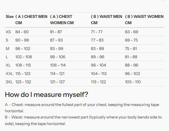 REV'IT! Barrier 2 H2O Rain Jacket Size Guide