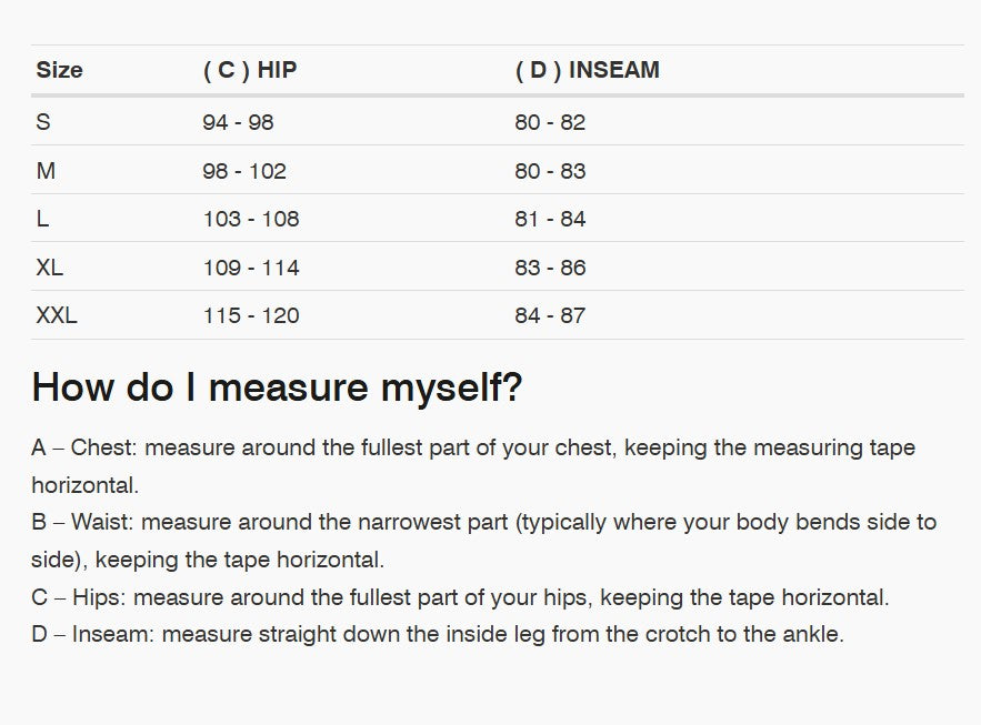 REV'IT! Core 2 Pants Size Guide