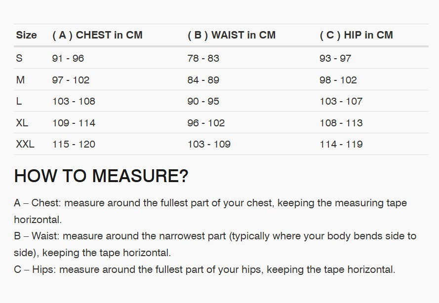 REV'IT! Blast Undersuit Size Guide