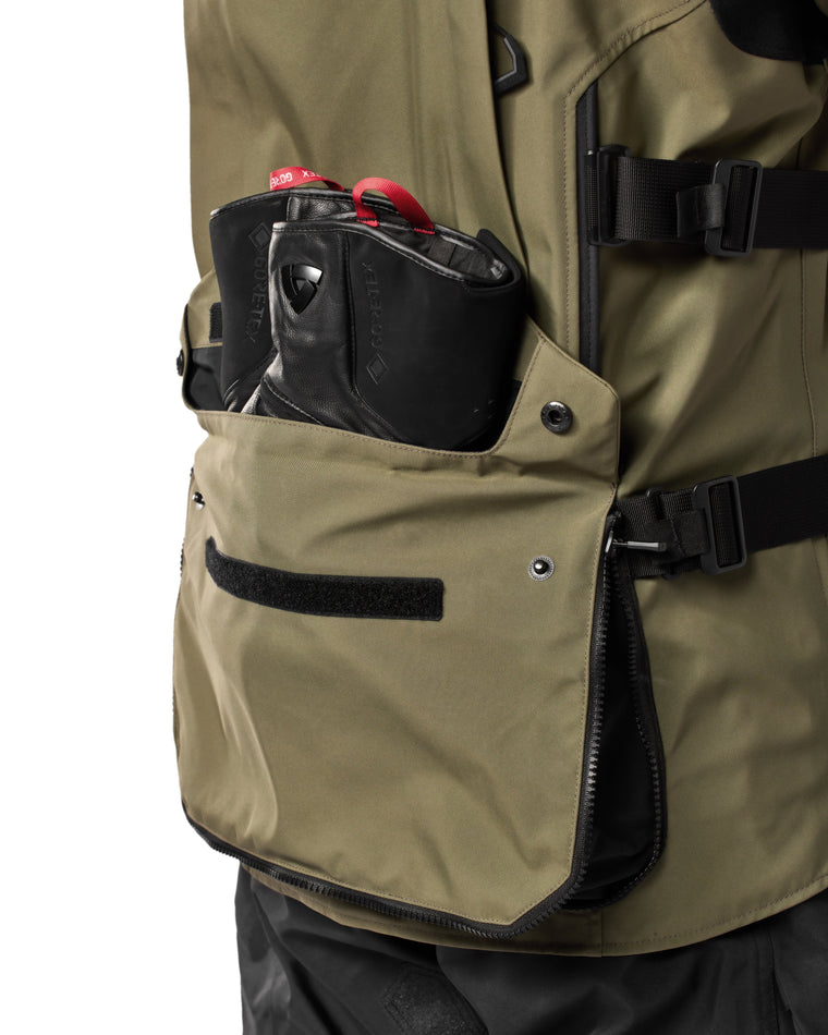 Waterproof stash pocket on back